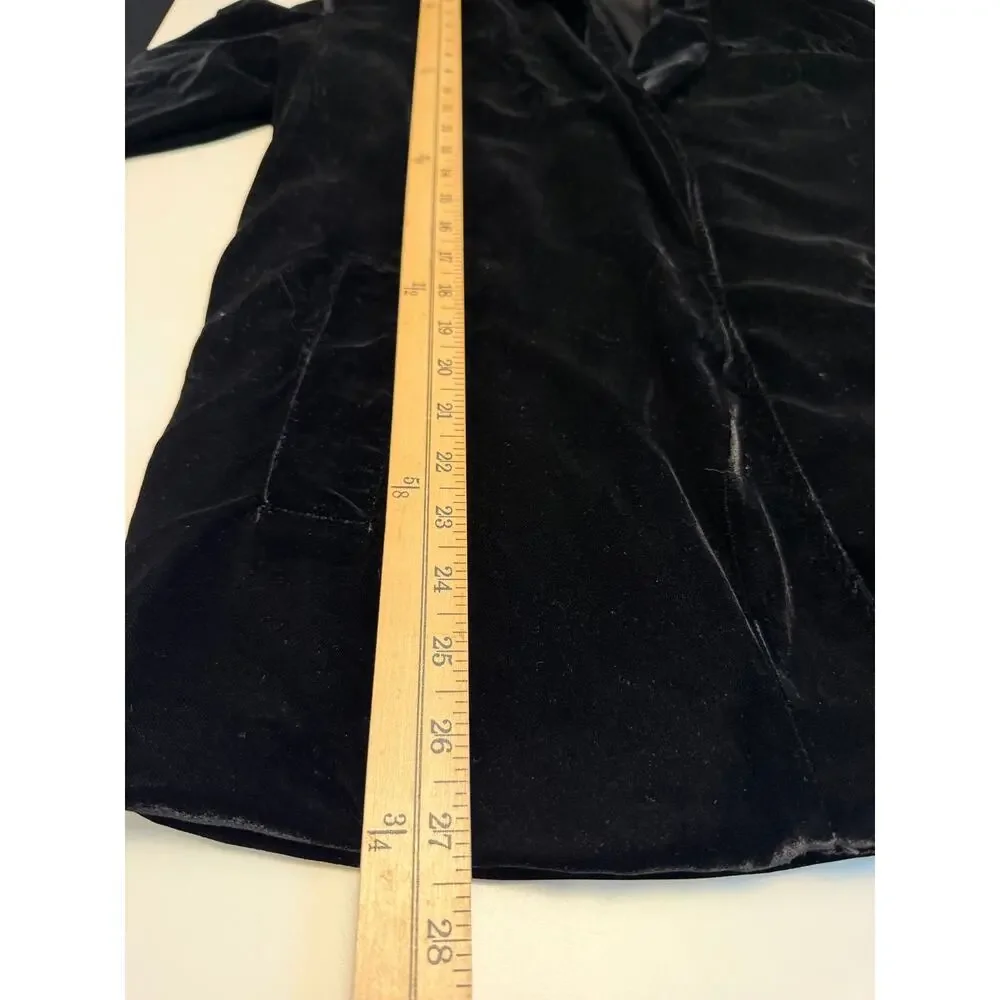 Free People Womens XS Open Front Velvet Blazer Black Victorian Regency Dark Boho